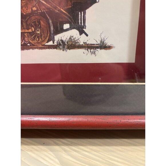 Vintage Signed J.B. Rivard Train Locomotive Steam Engine Railroad Print Framed - Picture 4 of 7